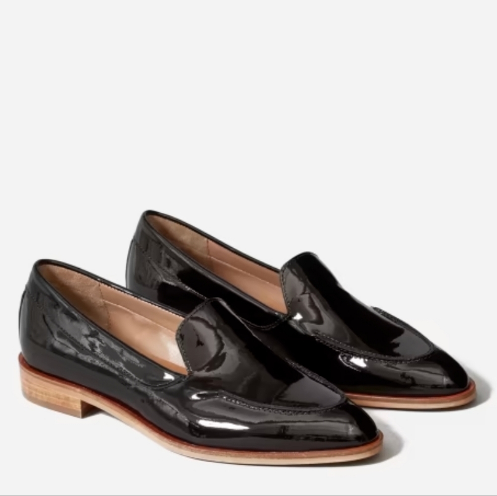 NWOB Everlane Womens The Patent Leather Modern Oxfords Loafers Black Size 9.5